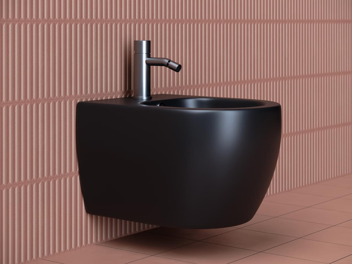 Плитка Ceramicanova Play Биде подвесное PLAY с донным клапаном черный матовый  поверхность матовая