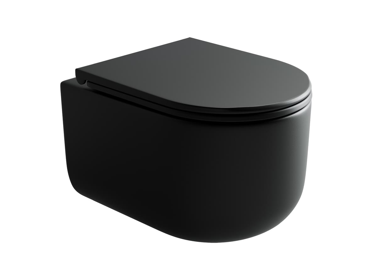 Плитка Ceramicanova Ulma Унитаз подвесной ULMA Rimless сиденье с микролифтом черный матовый  поверхность матовая