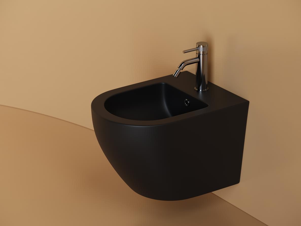 Плитка Ceramicanova Uno Биде подвесное UNO скрытый монтаж черный матовый  поверхность матовая