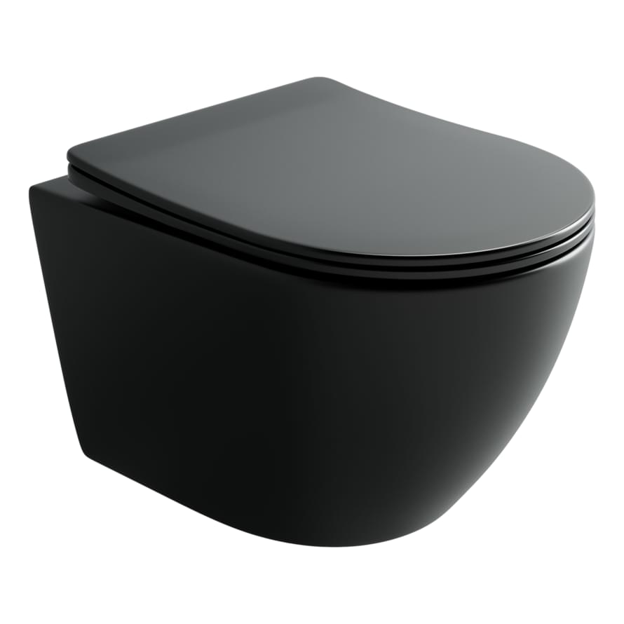 Плитка Ceramicanova Uno Унитаз подвесной UNO смыв Торнадо сиденье с микролифтом черный матовый  поверхность матовая