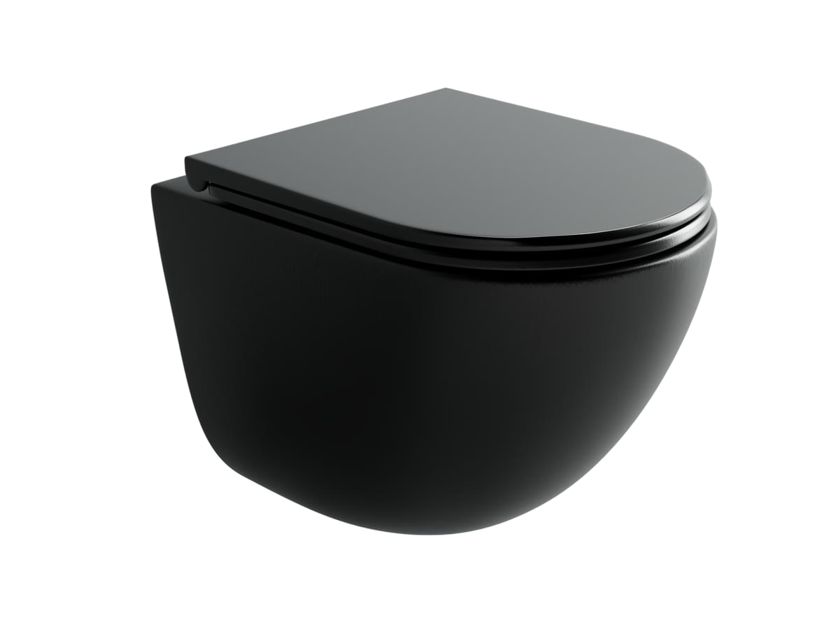 Плитка Ceramicanova Vogue Унитаз подвесной VOGUE смыв Торнадо сиденье с микролифтом черный матовый  поверхность матовая