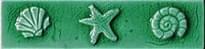 Плитка Cerasarda Pitrizza Listello Conchiglie Verde Smeraldo 5x20 см, поверхность глянец, рельефная