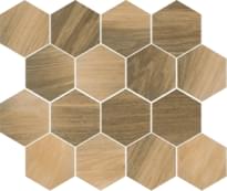Плитка Classica Ideal Universal Mozaika Prasowana Wood Natural Mix Heksagon Mat 22x25.5 см, поверхность матовая