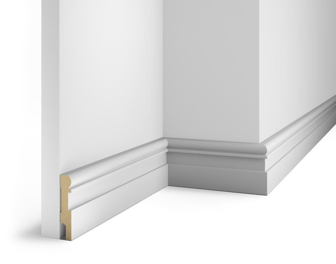Cosca Decor Плинтусы МДФ AP28 Белый с Пазом Под 20 Молдинг 8x240