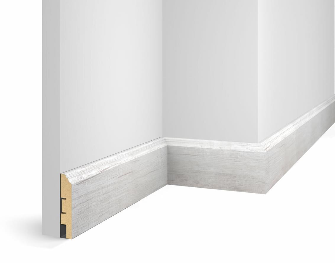 Cosca Decor Плинтусы МДФ Wp07 Экошпон Дуб Эффект Светло Серый 8x240