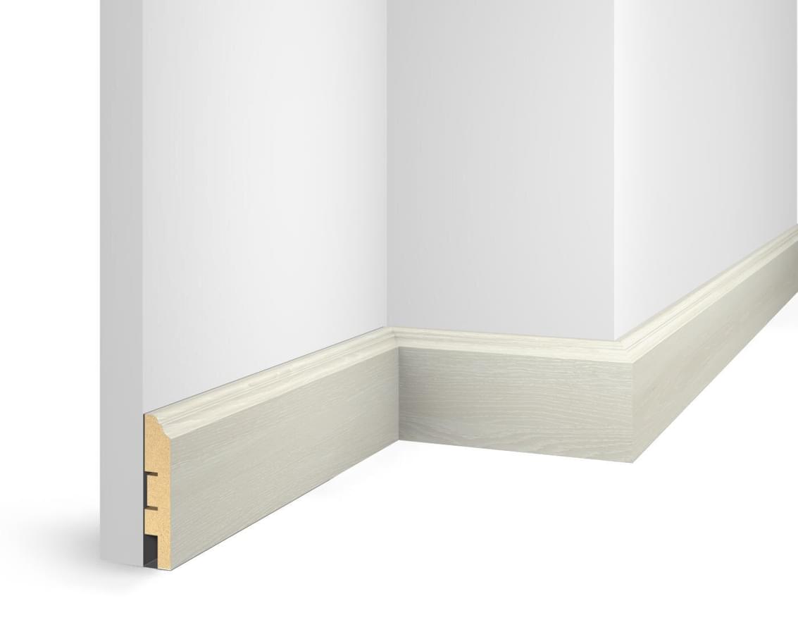 Cosca Decor Плинтусы МДФ ЕP07 NanoFlex Груша Белая 8x240