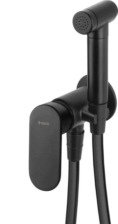 Плитка Deante Alpinia Смеситель ALPINIA встраиваемый с гигиеническим душем черный  поверхность матовая