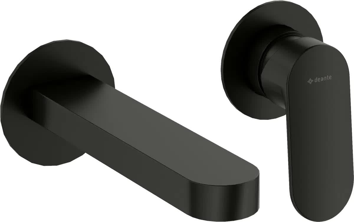 Плитка Deante Alpinia Смеситель ALPINIA для раковины настенный на 2 отверстия с внутренней частью черный  поверхность матовая
