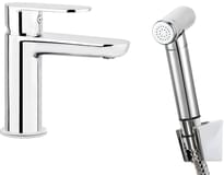 Плитка Deante Alpinia Смеситель ALPINIA на раковину с гигиеническим душем и д/к хром 9.8x11 см, поверхность глянец