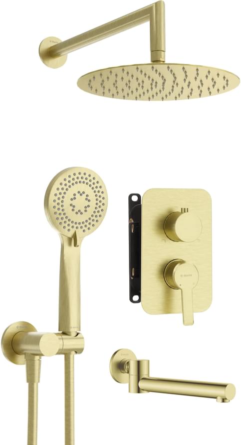 Плитка Deante Arnika Набор для душа скрытого монтажа ARNIKA с изливом с BOX золото брашированное  поверхность брашированная