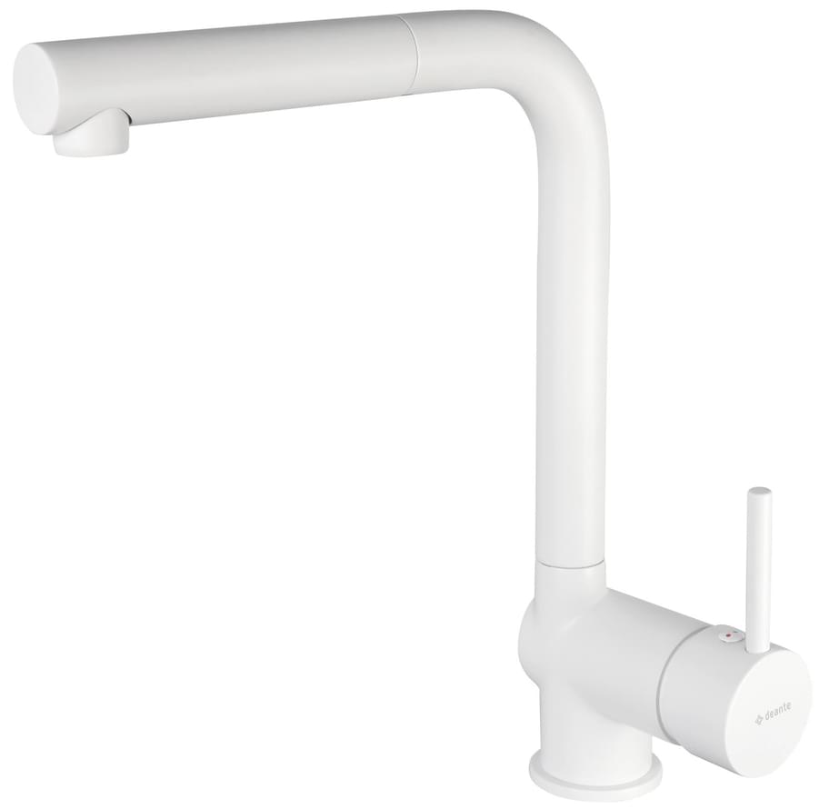 Плитка Deante Aster Смеситель для кухни ASTER с вытяжным изливом белый  поверхность матовая