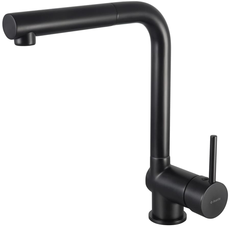 Плитка Deante Aster Смеситель для кухни ASTER с вытяжным изливом черный  поверхность матовая