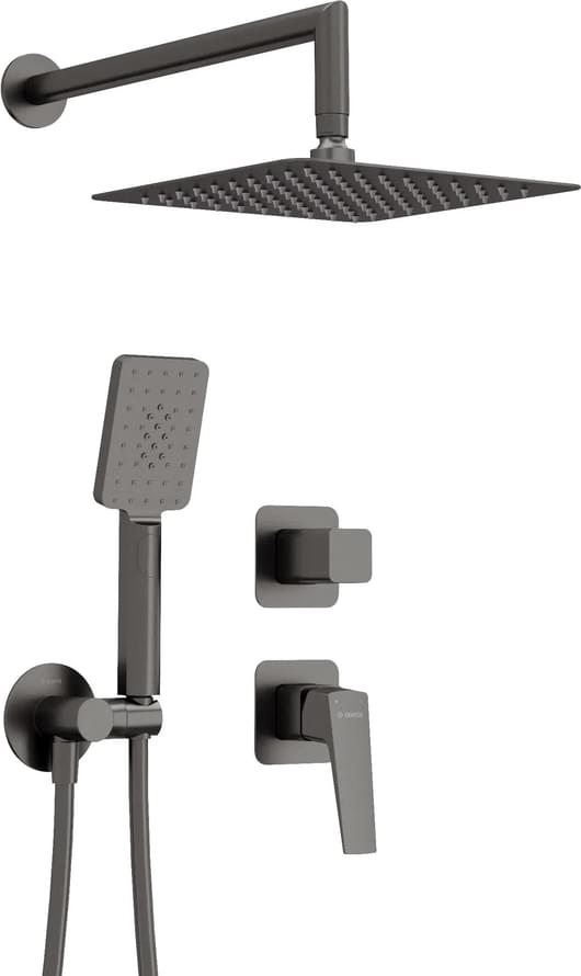 Плитка Deante Blur Набор BLUR скрытого монтажа верхний душ 250x250мм титан  поверхность матовая