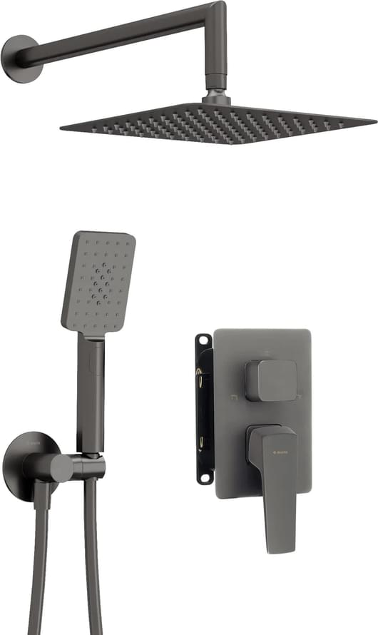 Плитка Deante Blur Набор BLUR скрытого монтажа с верхним душем 250x250мм титан  поверхность брашированная