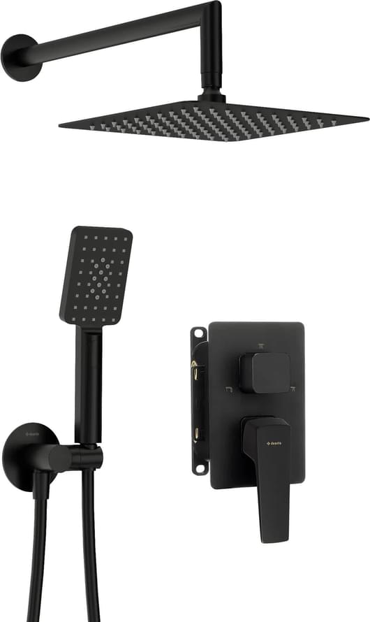 Плитка Deante Blur Набор BLUR скрытого монтажа с верхним душем 250x250мм черный  поверхность матовая