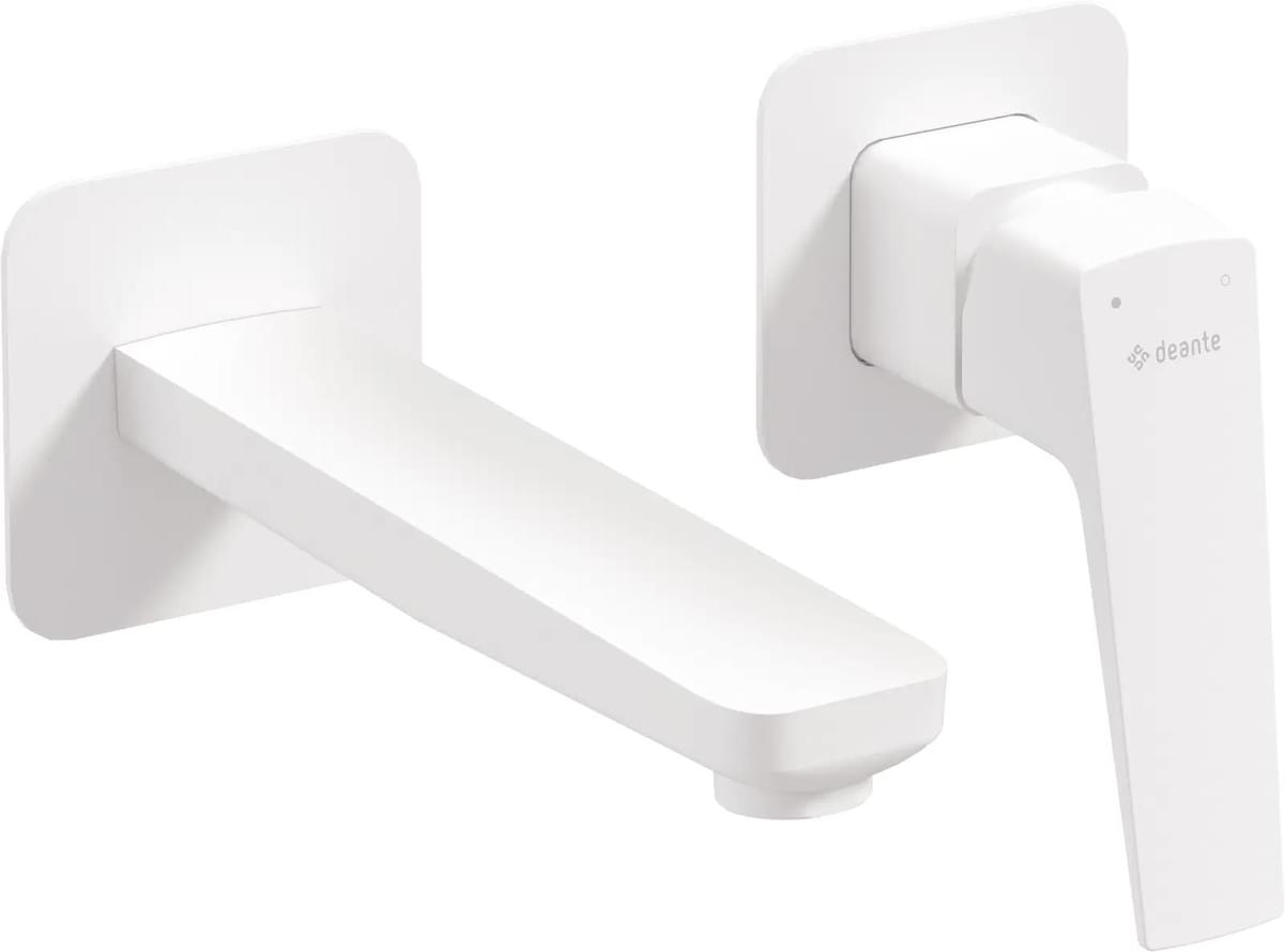 Плитка Deante Blur Смеситель BLUR для раковины настенный с внутренней частью белый матовый  поверхность матовая