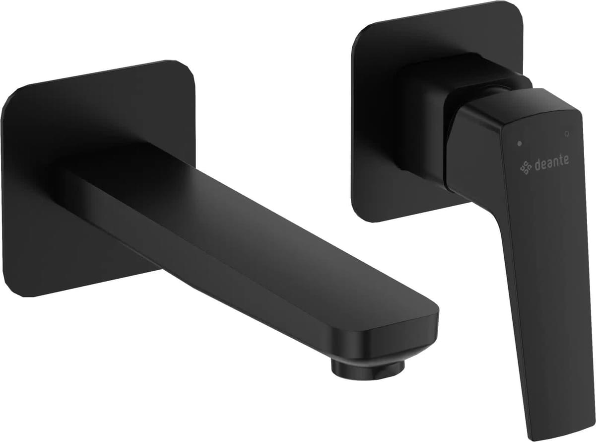 Плитка Deante Blur Смеситель BLUR для раковины настенный с внутренней частью черный  поверхность матовая