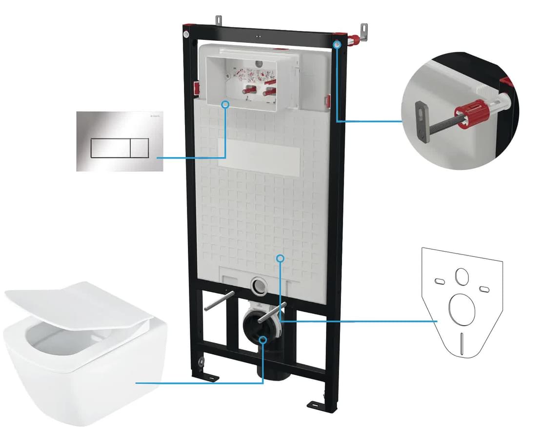 Плитка Deante Blur Унитаз инсталляция клавиша хром  поверхность глянец