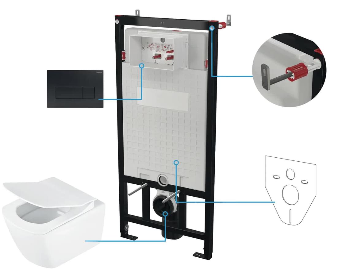 Плитка Deante Blur Унитаз инсталляция клавиша черный матовый  поверхность матовая