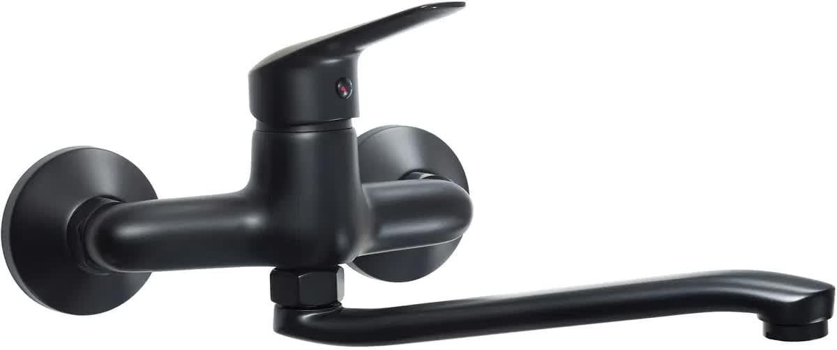 Плитка Deante Boro Смеситель BORO для кухни настенный излив 278мм черный  поверхность матовая