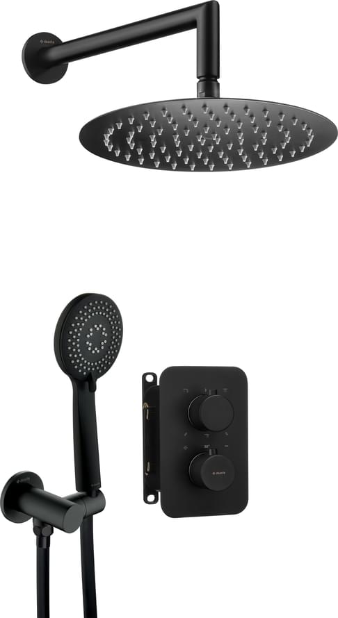 Плитка Deante Box Набор для душа скрытого монтажа с термостатическим BOX черный  поверхность матовая