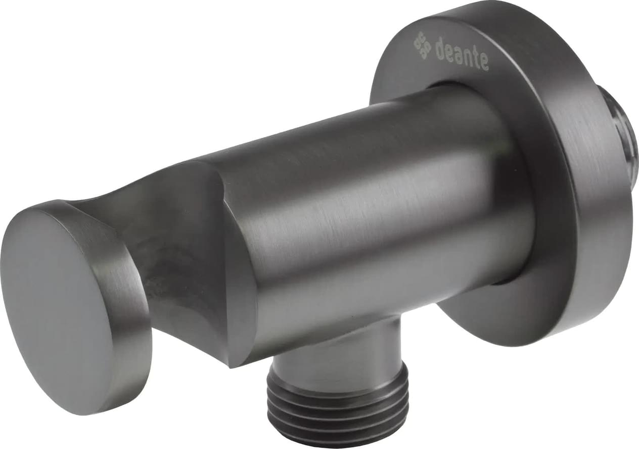 Плитка Deante Cascada Кронштеин для подключения шланга CASCADA ROUND с держателем для лейки титан  поверхность матовая