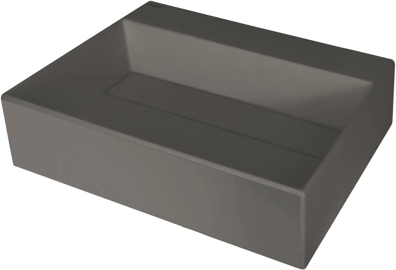 Плитка Deante Correo Раковина накладная CORREO искусственный камень скрытый слив 500x400x130мм антрацит металлик  поверхность матовая, рельефная