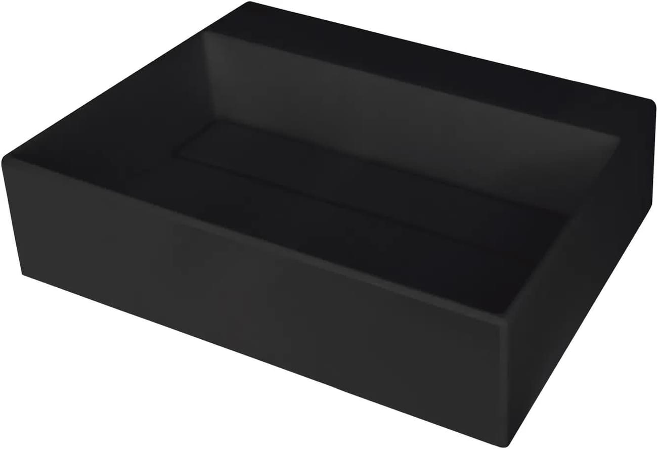 Плитка Deante Correo Раковина накладная CORREO искусственный камень скрытый слив 500x400x130мм черный  поверхность матовая, рельефная