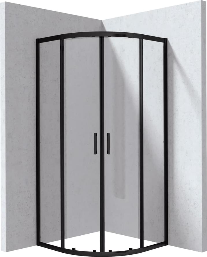 Плитка Deante Funkia Evo Душевой уголок полукруглый FUNKIA EVO 80x90x195см прозрачное стекло 5мм черный  поверхность матовая