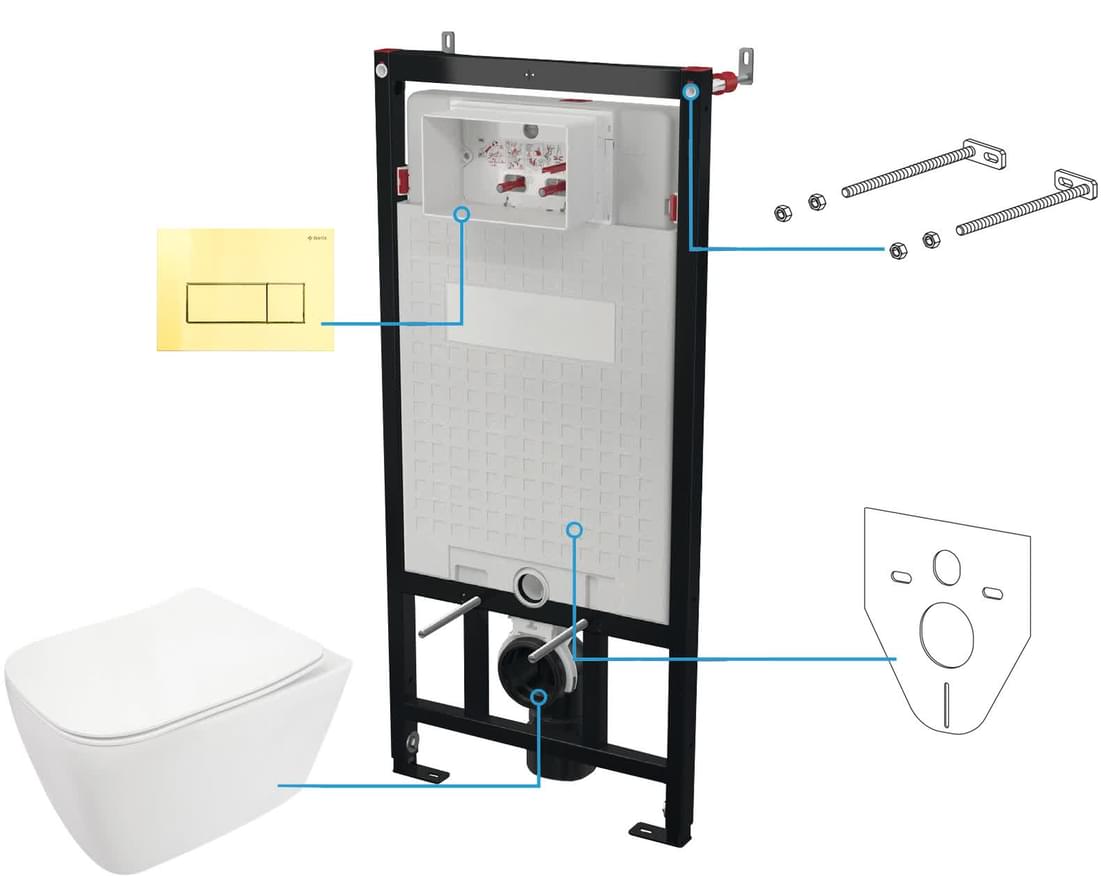 Плитка Deante Hiacynt New Комплект HIACYNT NEW инсталляции с унитазом клавиша золото глянцевый  поверхность глянец
