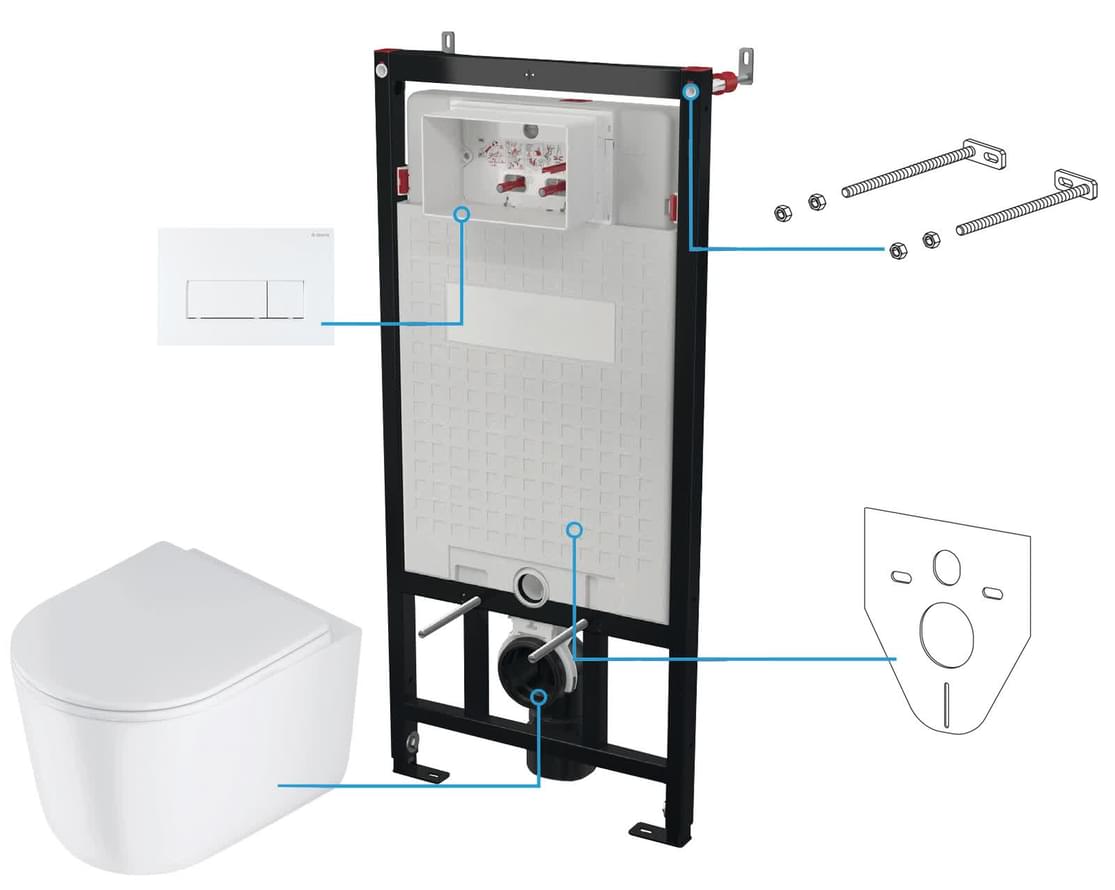 Плитка Deante Jasmin Комплект инсталляции с унитазом JASMIN клавиша белый матовый  поверхность матовая