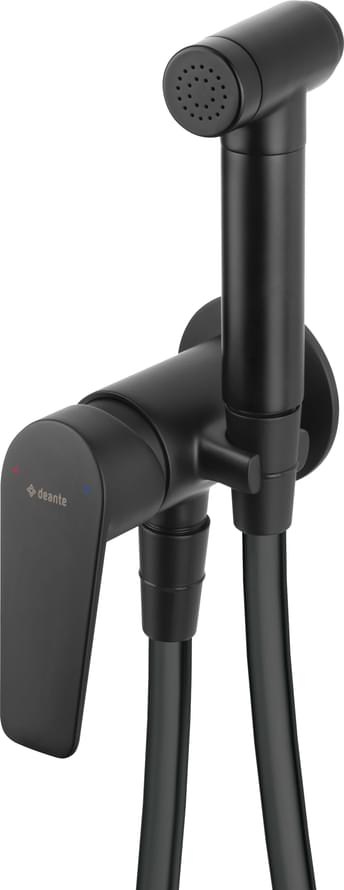 Плитка Deante Jasmin Смеситель JASMIN встраиваемый с гигиеническим душем черный  поверхность матовая