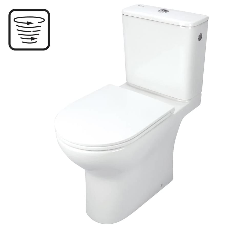 Плитка Deante Jasmin Унитаз компакт JASMIN безободковое сиденье микролифт слив ТОРНАДО 65x38 белый  поверхность глянец