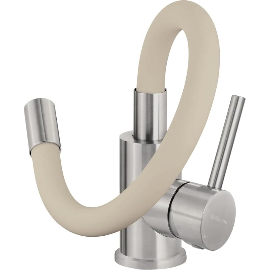 Плитка Deante Luno Смеситель LUNO для кухни с гибким изливом сталь/бежевый  поверхность брашированная