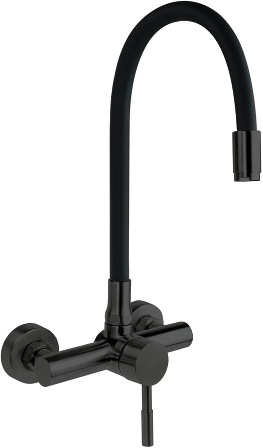 Плитка Deante Luno Смеситель LUNO настенный для кухни с гибким изливом черный  поверхность матовая