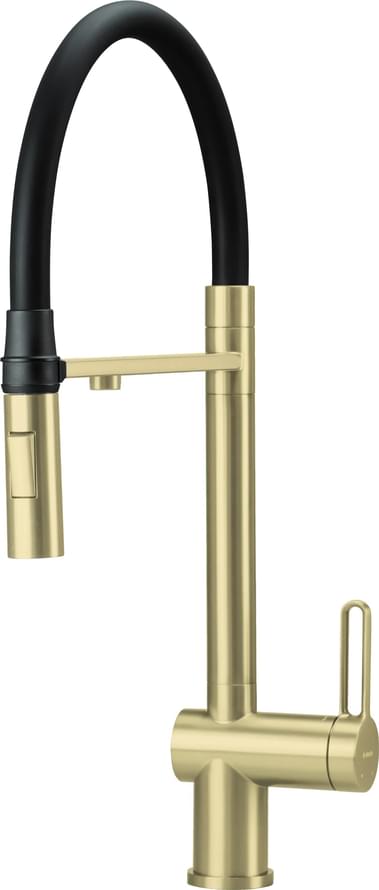 Плитка Deante Magnetic Смеситель для кухни MAGNETIC с подключением для фильтра воды и вытяжным изливом золото матовый  поверхность брашированная