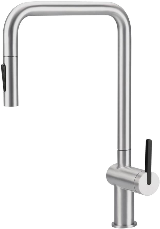 Плитка Deante Momi Смеситель MOMI для кухни с выдвижным U-изливом сталь  поверхность брашированная