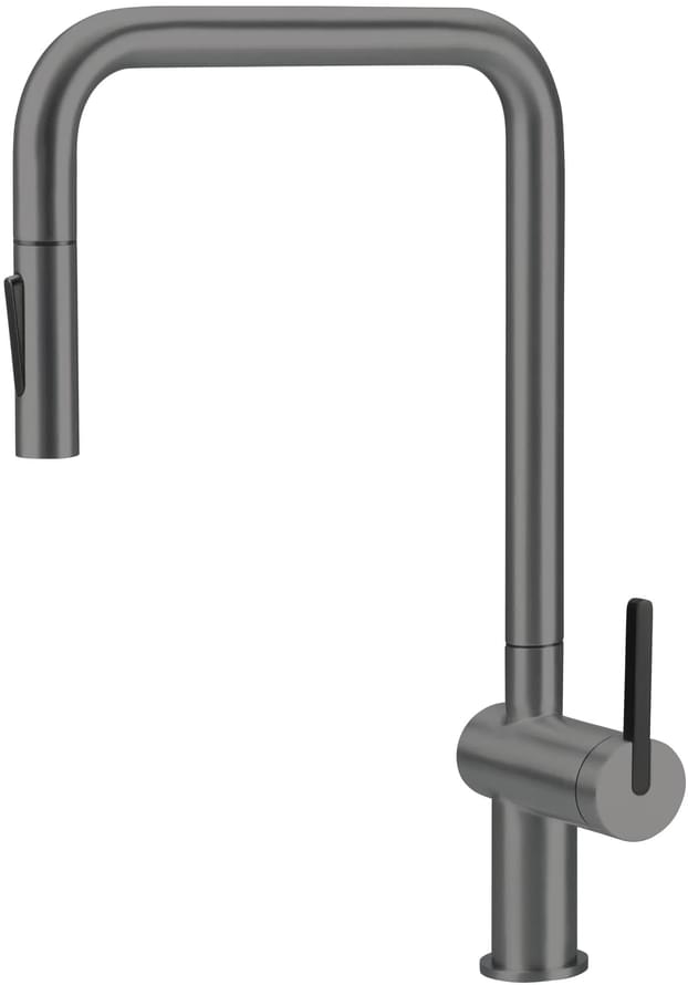 Плитка Deante Momi Смеситель MOMI для кухни с выдвижным U-изливом титан  поверхность матовая
