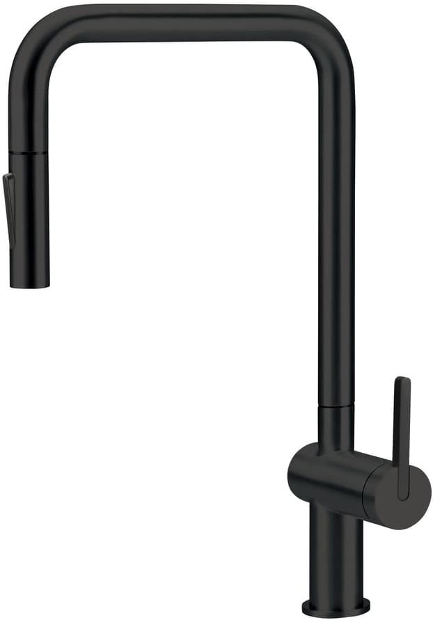 Плитка Deante Momi Смеситель MOMI для кухни с выдвижным U-изливом черный  поверхность матовая