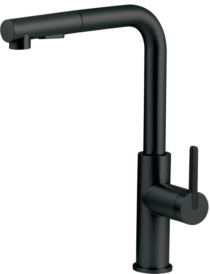 Плитка Deante Momi Смеситель MOMI для кухни с выдвижным Г-изливом черный  поверхность матовая