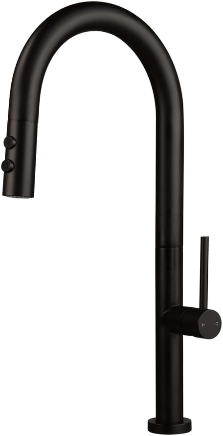 Плитка Deante Olfato Смеситель OLFATO для кухни с выдвижным изливом черный  поверхность матовая
