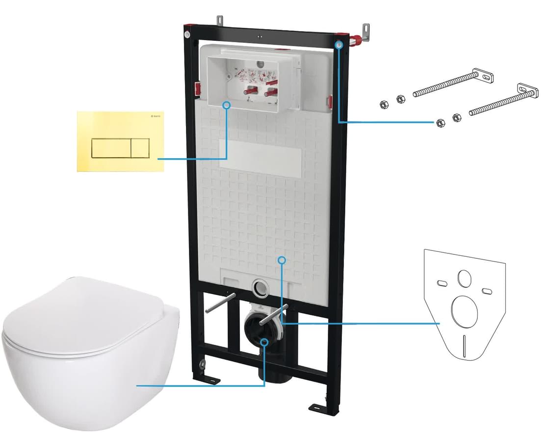 Плитка Deante Peonia Унитаз инсталляция клавиша золото  поверхность глянец