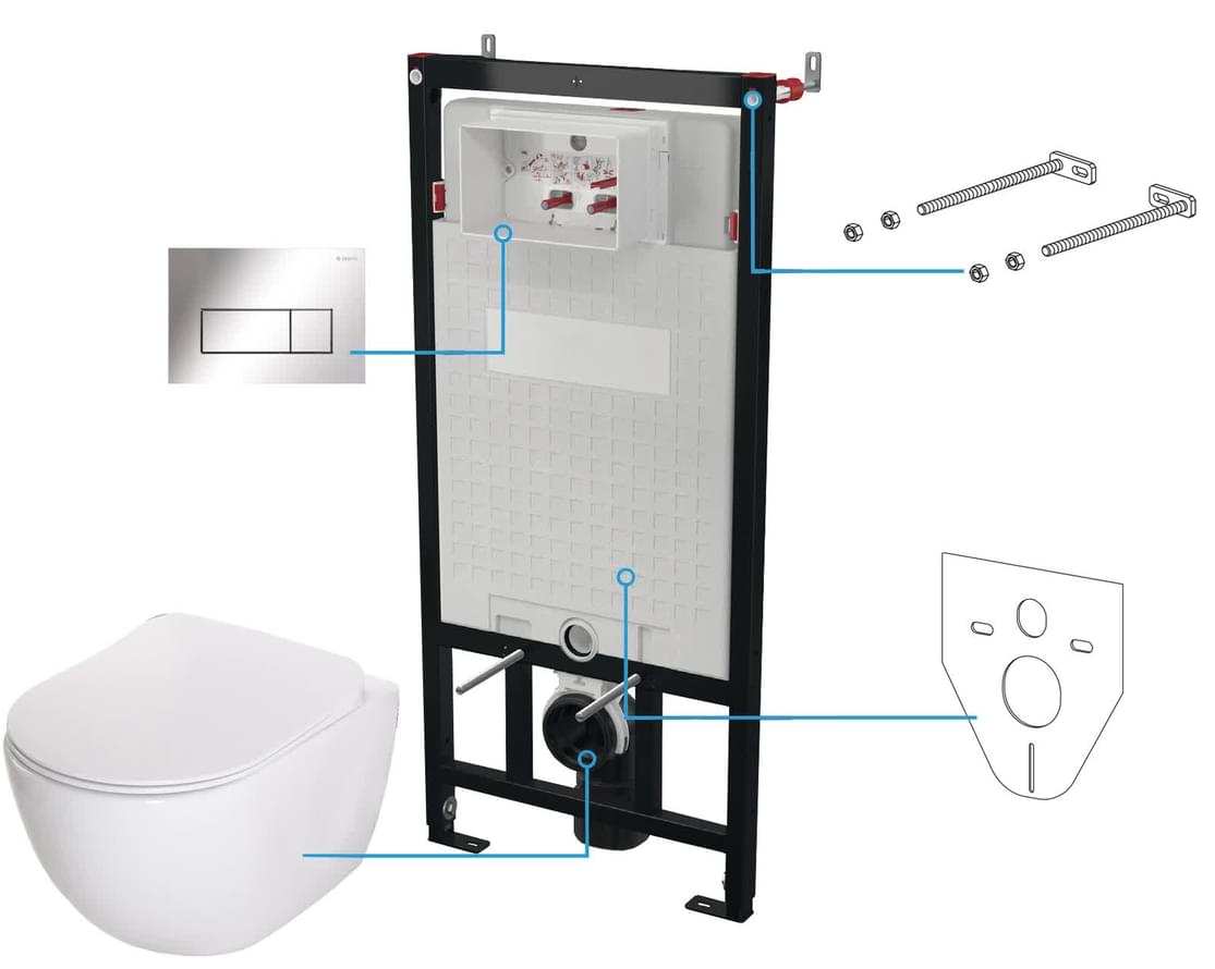Плитка Deante Peonia Унитаз инсталляция клавиша хром  поверхность глянец