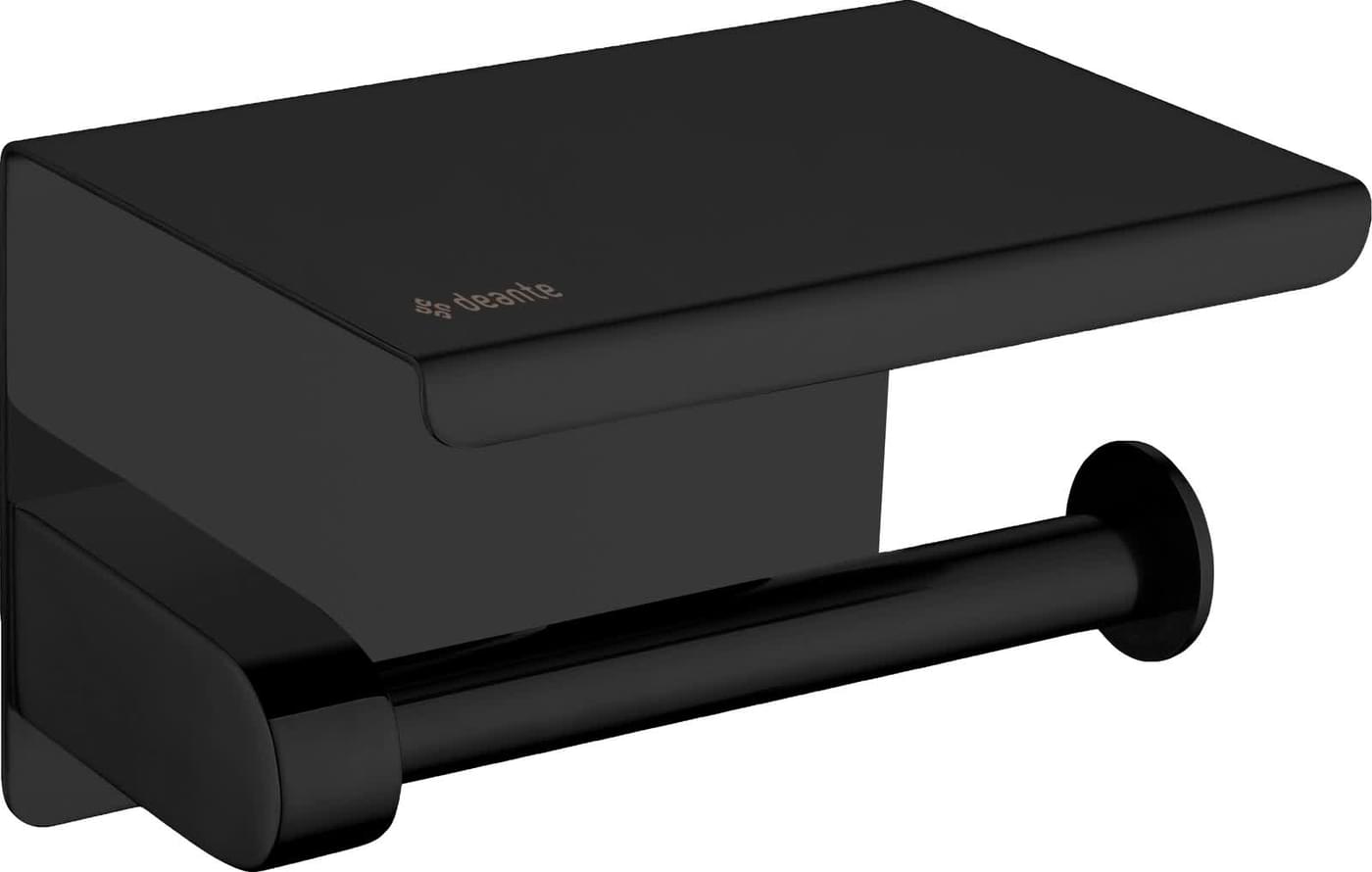 Плитка Deante Round Держатель ROUND для туалетной бумаги с крышкой черный  поверхность матовая