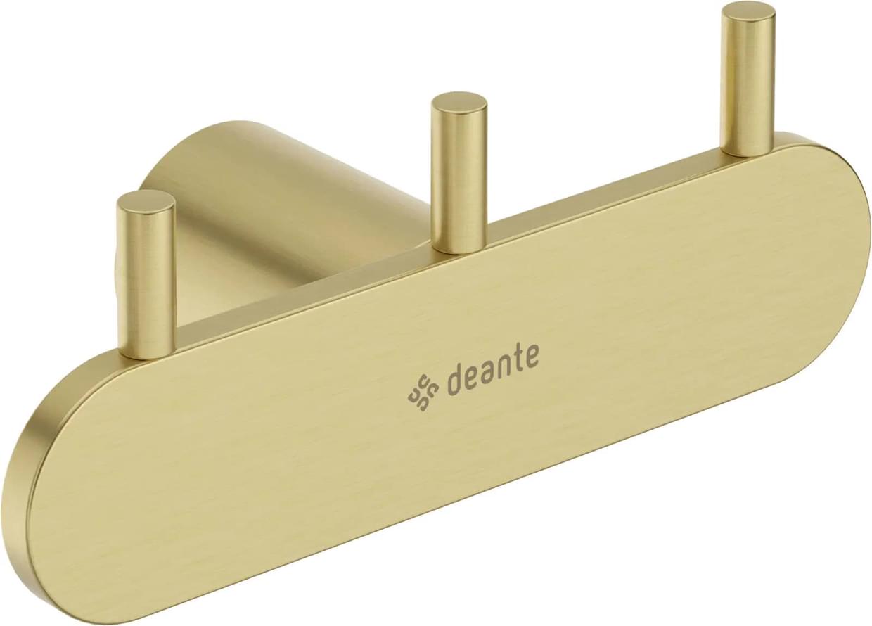 Плитка Deante Round Крючок тройной ROUND золото матовый  поверхность брашированная