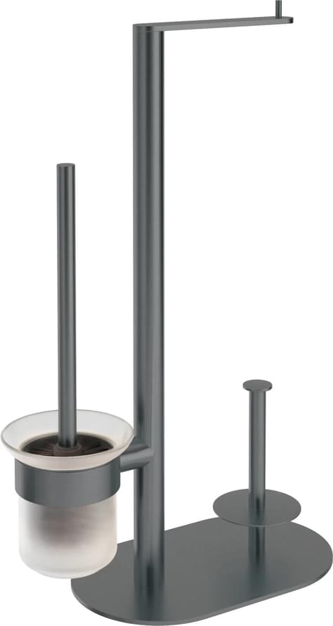 Плитка Deante Round Стойка ROUND с держателем для туалетной бумаги и ершик титан  поверхность брашированная