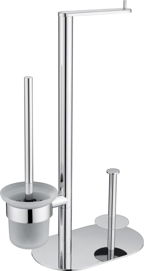 Плитка Deante Round Стойка ROUND с держателем для туалетной бумаги и ершик хром  поверхность глянец