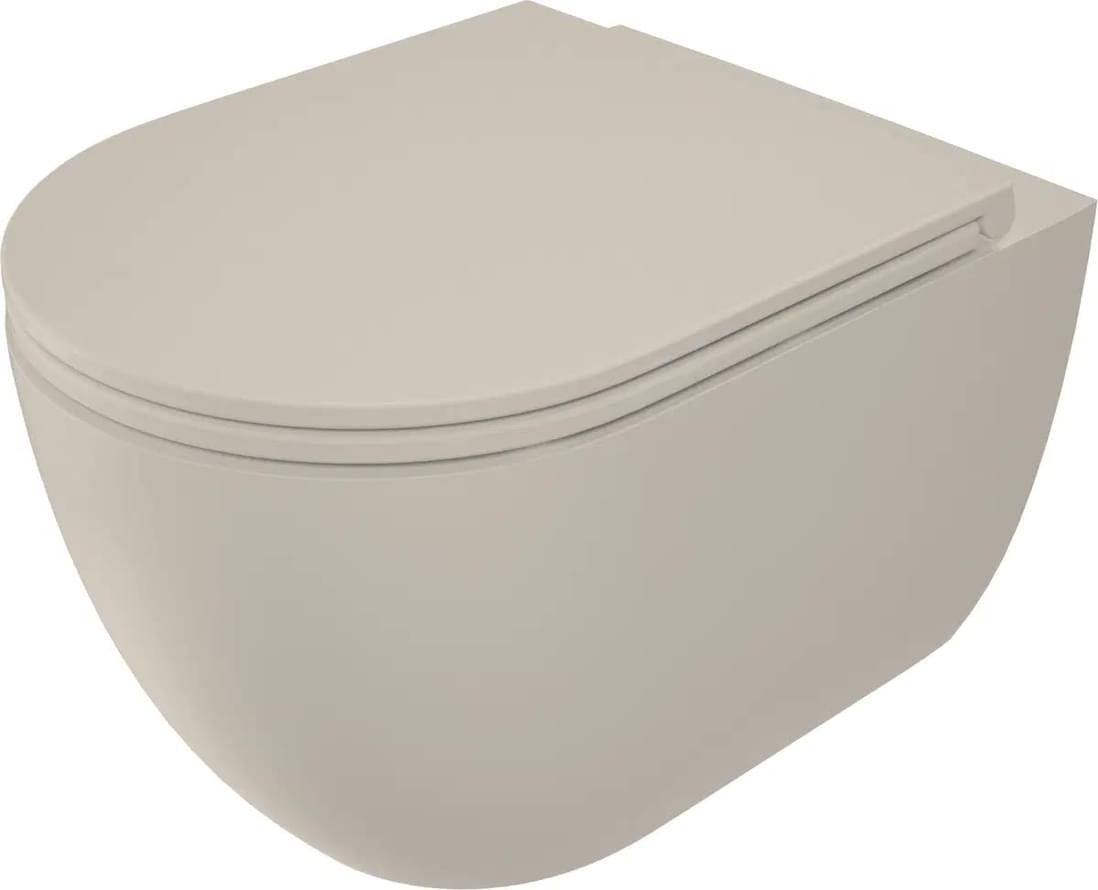Плитка Deante Round Унитаз подвесной ROUND безободковый сиденье микролифт 515x365 бежевый матовый  поверхность матовая