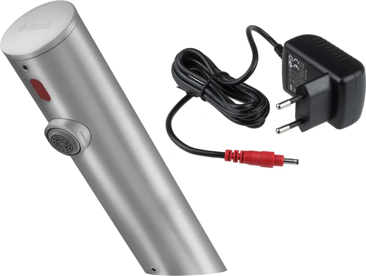 Плитка Deante Sense Смеситель для раковины сенсорный SENSE без регулировки температуры от сети 220 сталь  поверхность брашированная