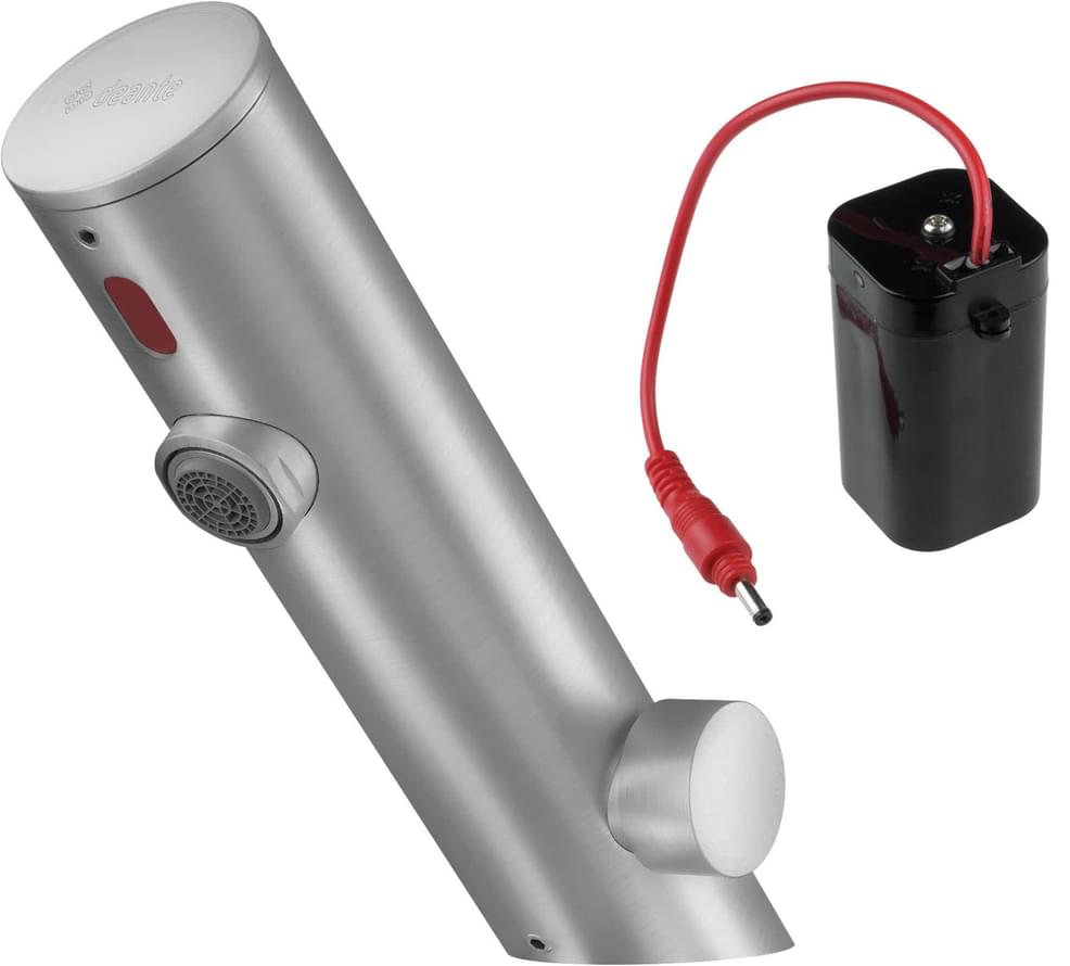 Плитка Deante Sense Смеситель для раковины сенсорный SENSE с регулировкой температуры от батареек сталь  поверхность брашированная